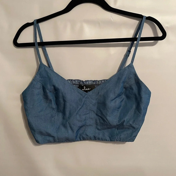 Lulus Denim Crop Top - Picture 3 of 5